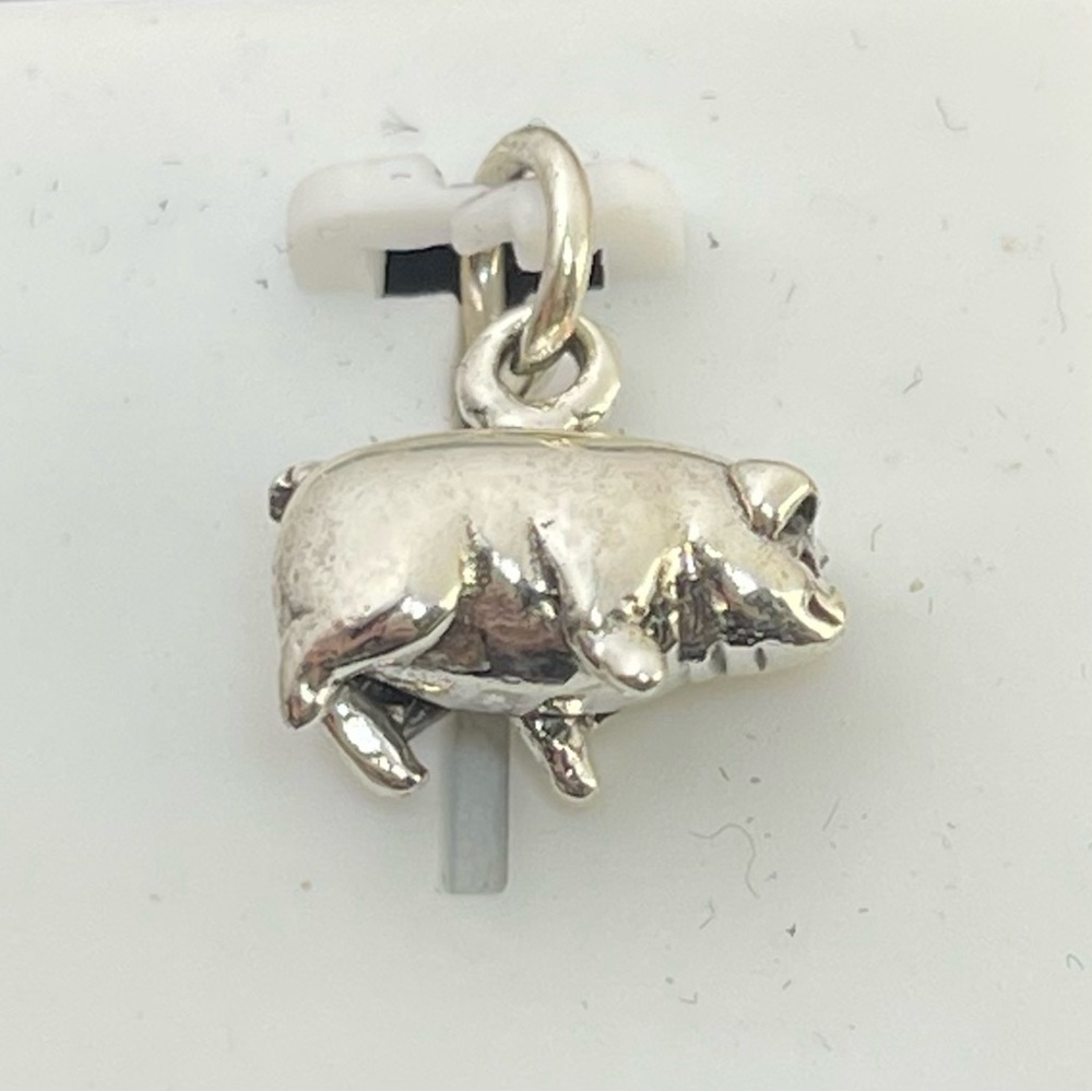Sterling silver pig pendant charm - Picture 1 of 4